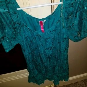 Green sparkly sequin top from heart soul brand